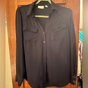 NY&Co button down silky blouse, size M